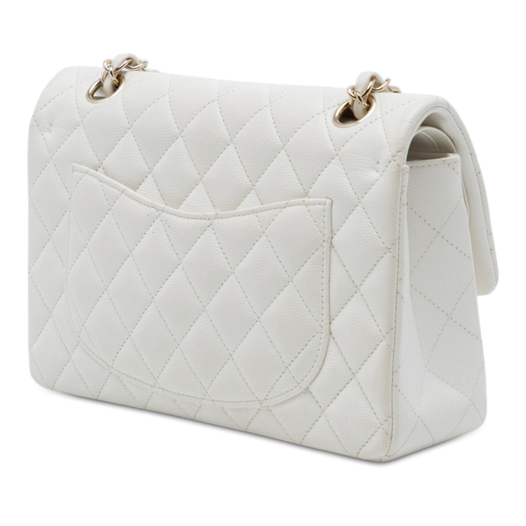 Chanel Classic Double rabat Petit Cuir caviar Blanc