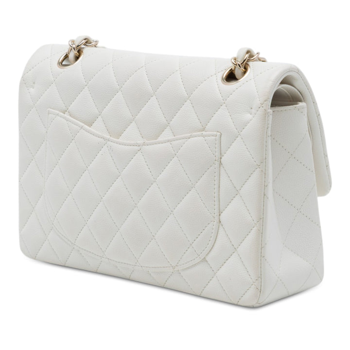 Chanel Classic Double rabat Petit Cuir caviar Blanc