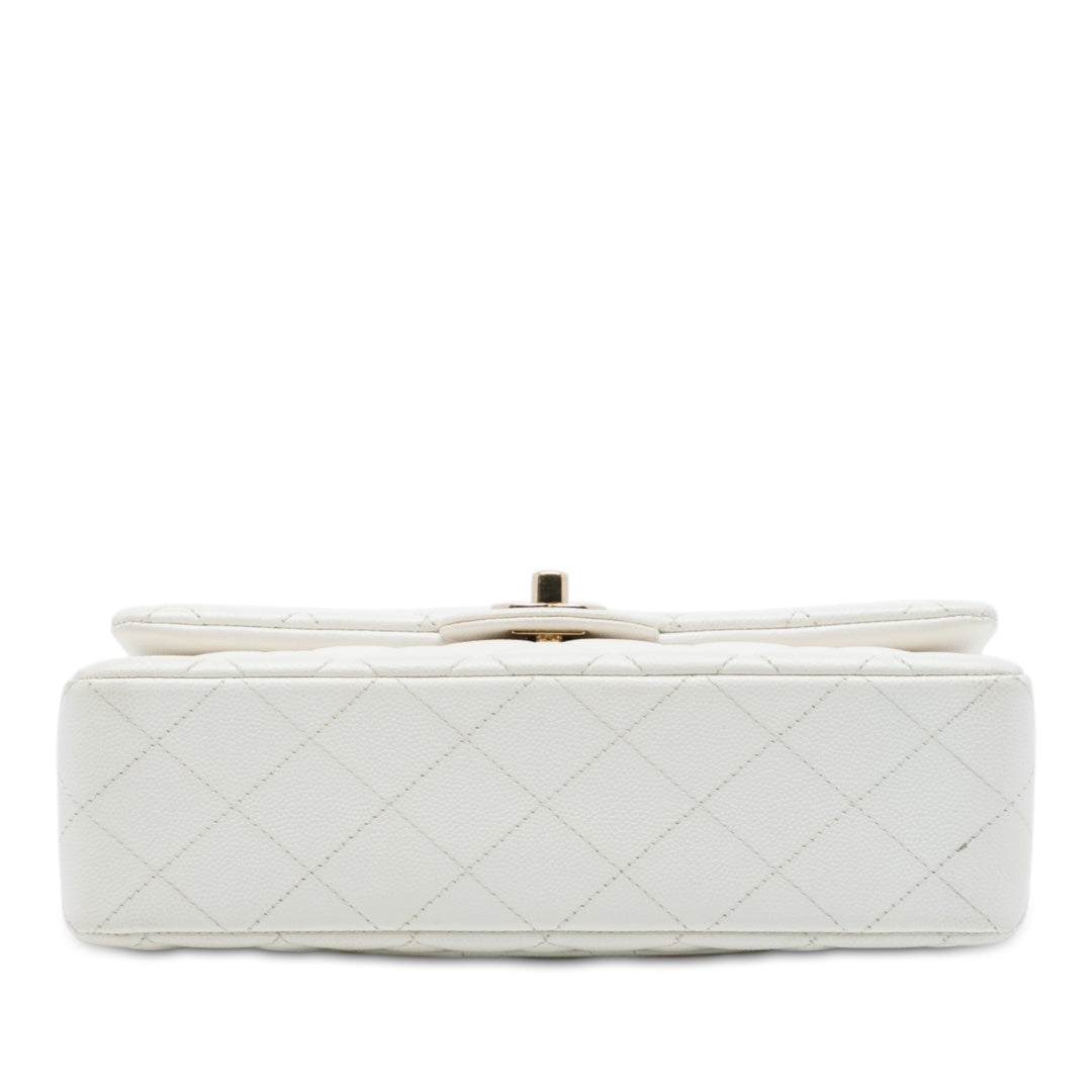 Chanel Classic Double rabat Petit Cuir caviar Blanc