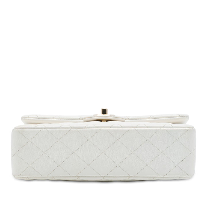 Chanel Classic Double rabat Petit Cuir caviar Blanc