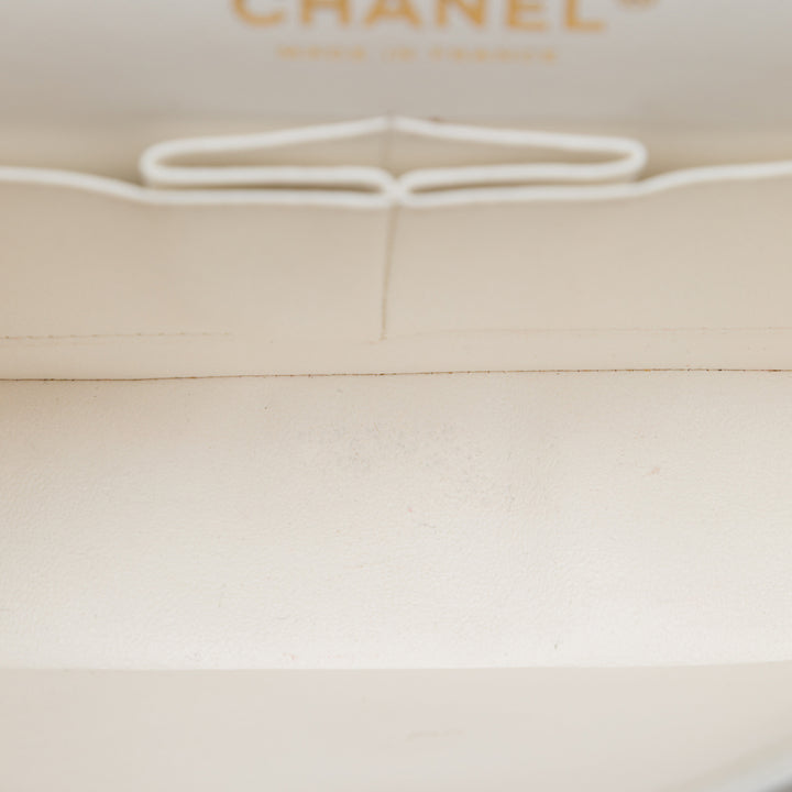 Chanel Classic Double rabat Petit Cuir caviar Blanc