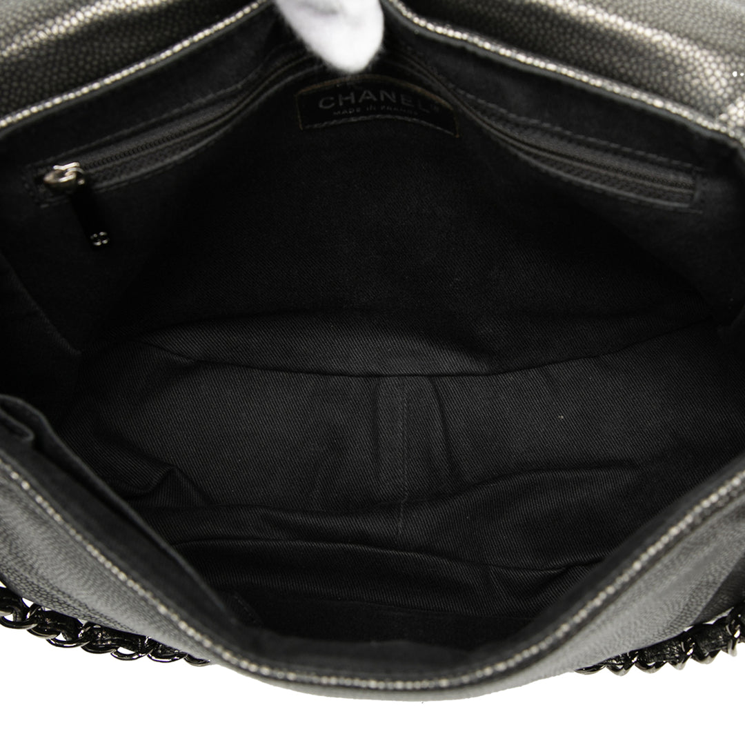 Chanel Large Metallic Caviar Half Moon à rabat