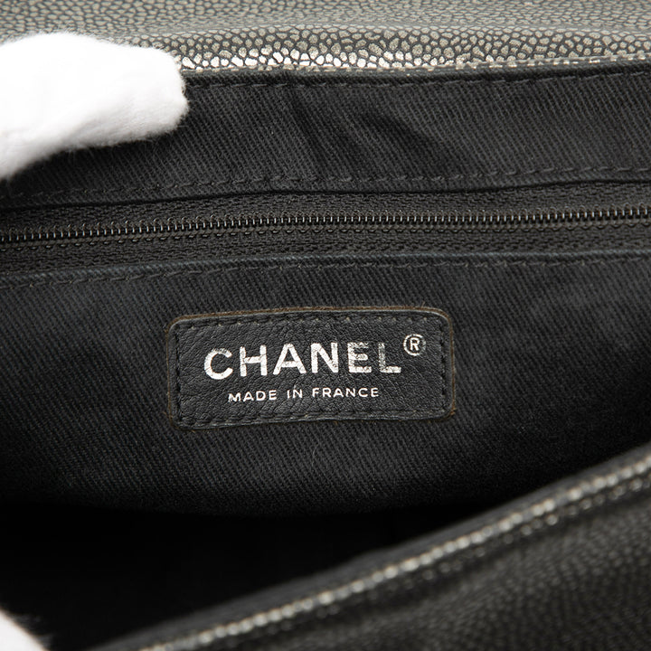 Chanel Large Metallic Caviar Half Moon à rabat