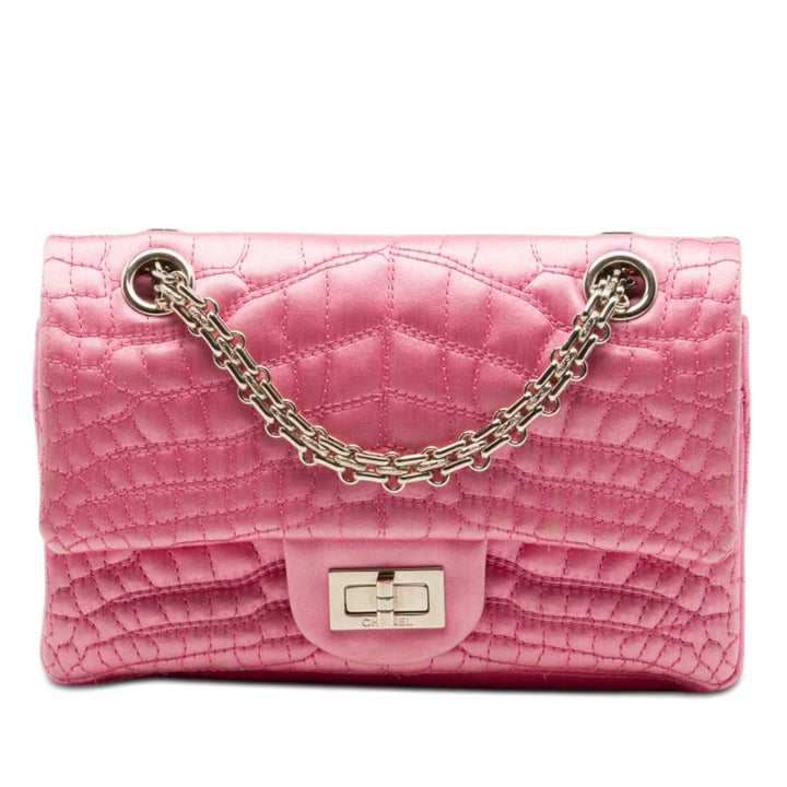 Chanel Coco Croc Matelassé Satin Reissue 2.55 Double rabat 224