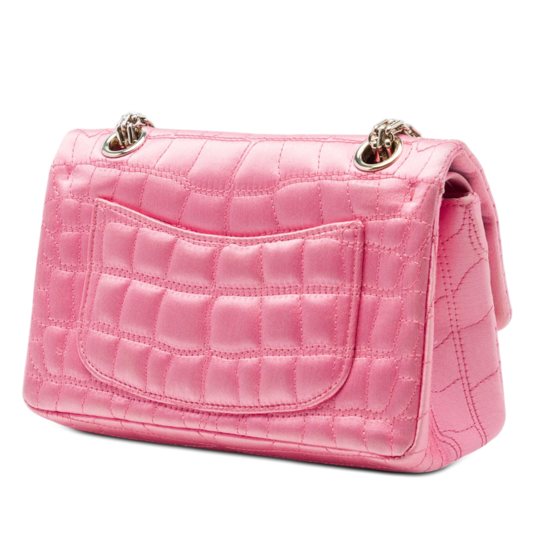 Chanel Coco Croc Matelassé Satin Reissue 2.55 Double rabat 224