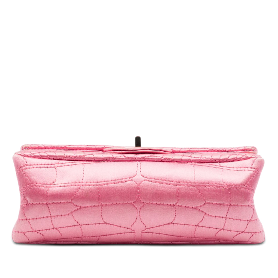 Chanel Coco Croc Matelassé Satin Reissue 2.55 Double rabat 224
