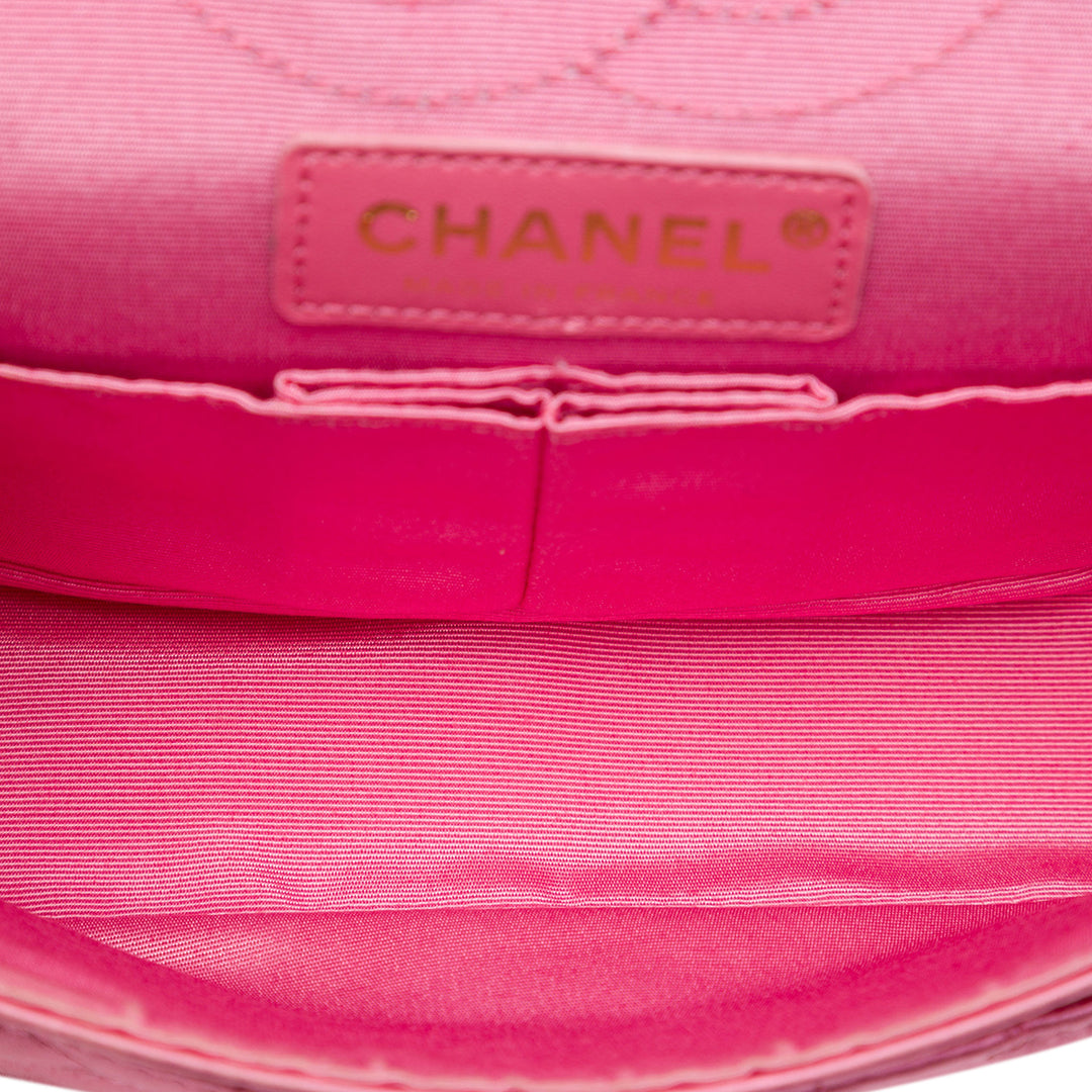 Chanel Coco Croc Matelassé Satin Reissue 2.55 Double rabat 224