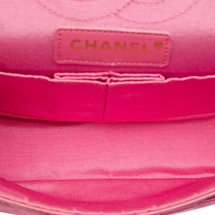 Chanel Coco Croc Matelassé Satin Reissue 2.55 Double rabat 224