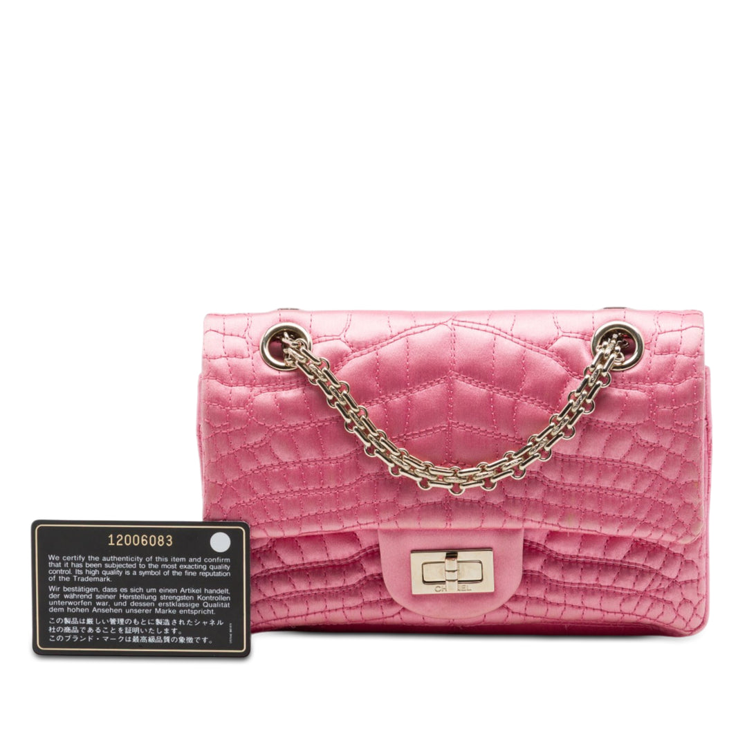 Chanel Coco Croc Matelassé Satin Reissue 2.55 Double rabat 224