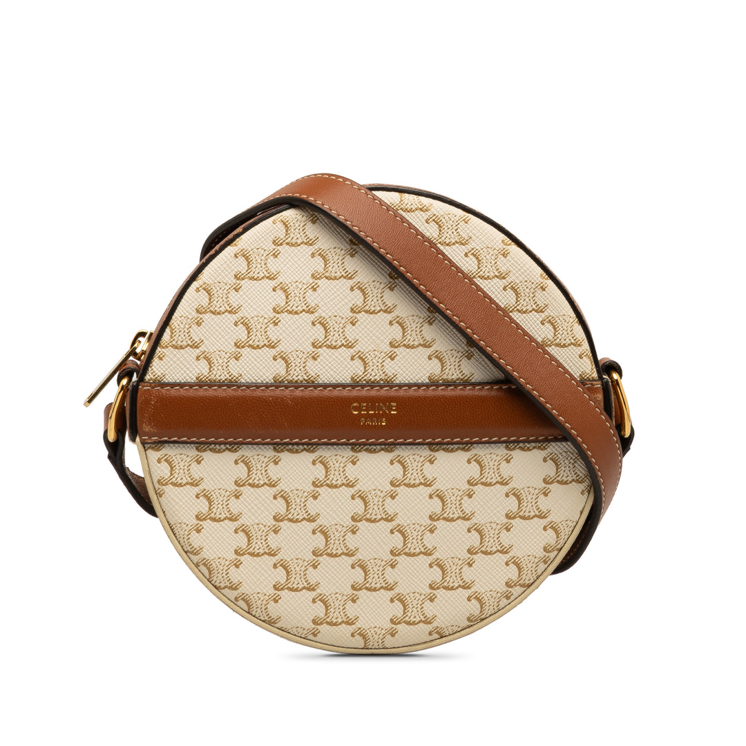 Triomphe Round Purse on Strap White - Gaby Paris