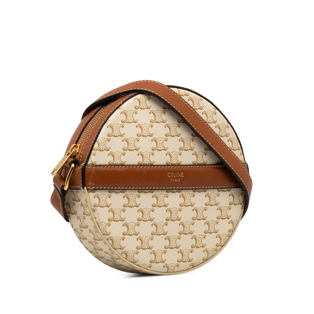 Triomphe Round Purse on Strap White - Gaby Paris