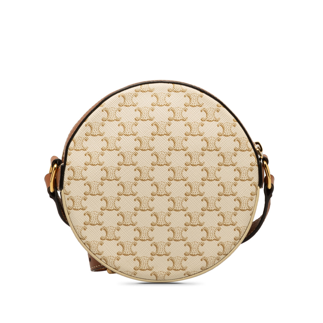 Triomphe Round Purse on Strap White - Gaby Paris