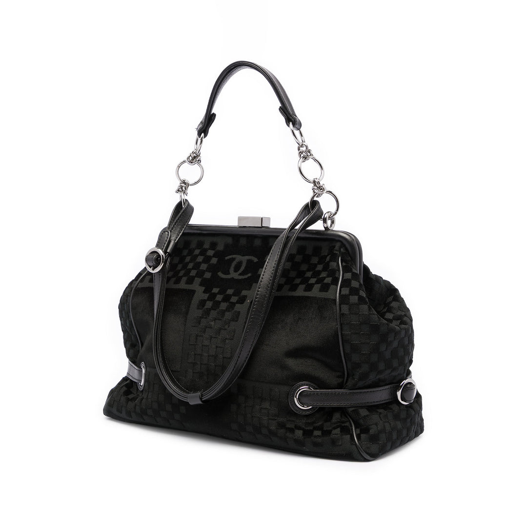 Chanel CC Check embossé Velours Belted Side Frame Sac