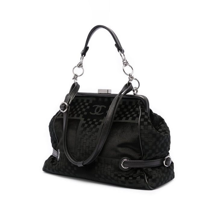 Chanel CC Check embossé Velours Belted Side Frame Sac