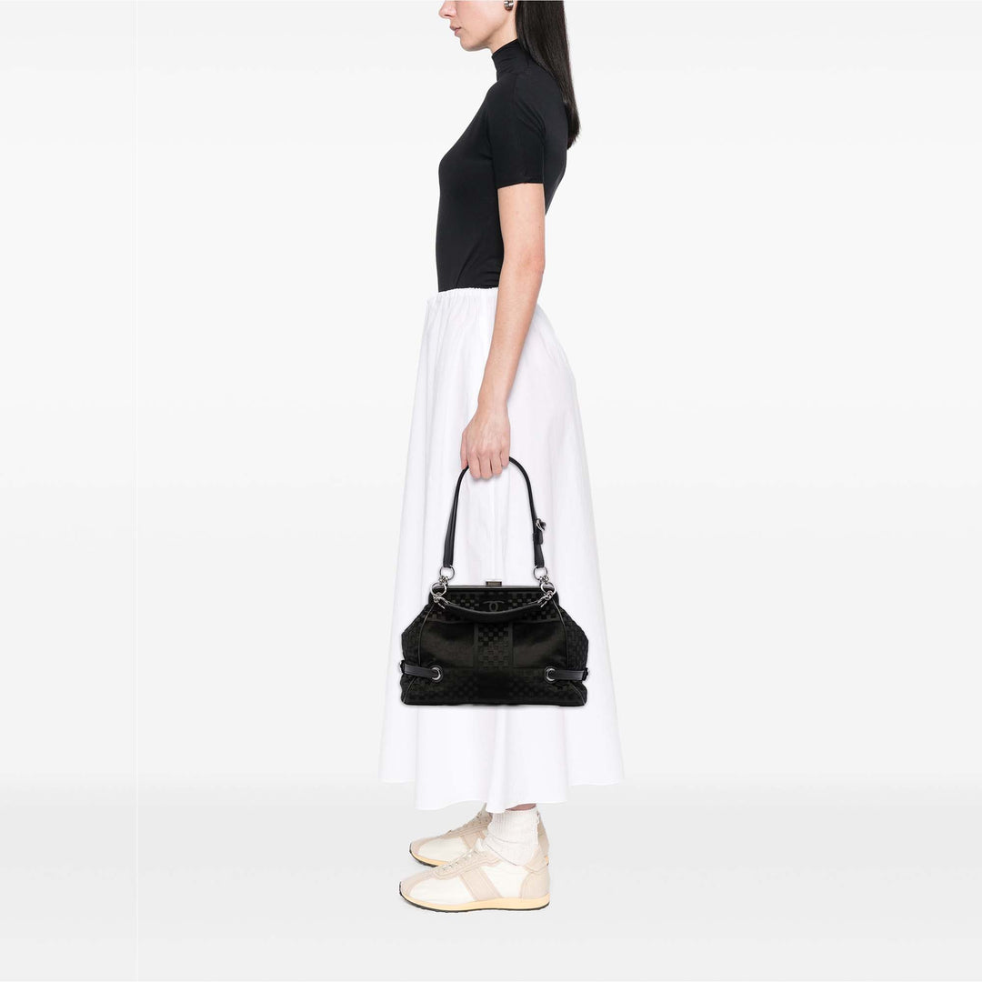 Chanel CC Check embossé Velours Belted Side Frame Sac