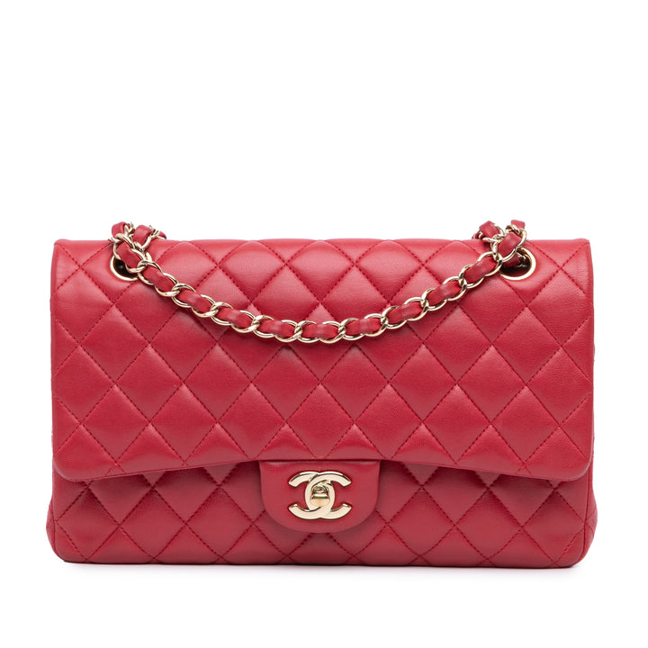 Medium Classic Lambskin Double Flap Pink - Gaby Paris