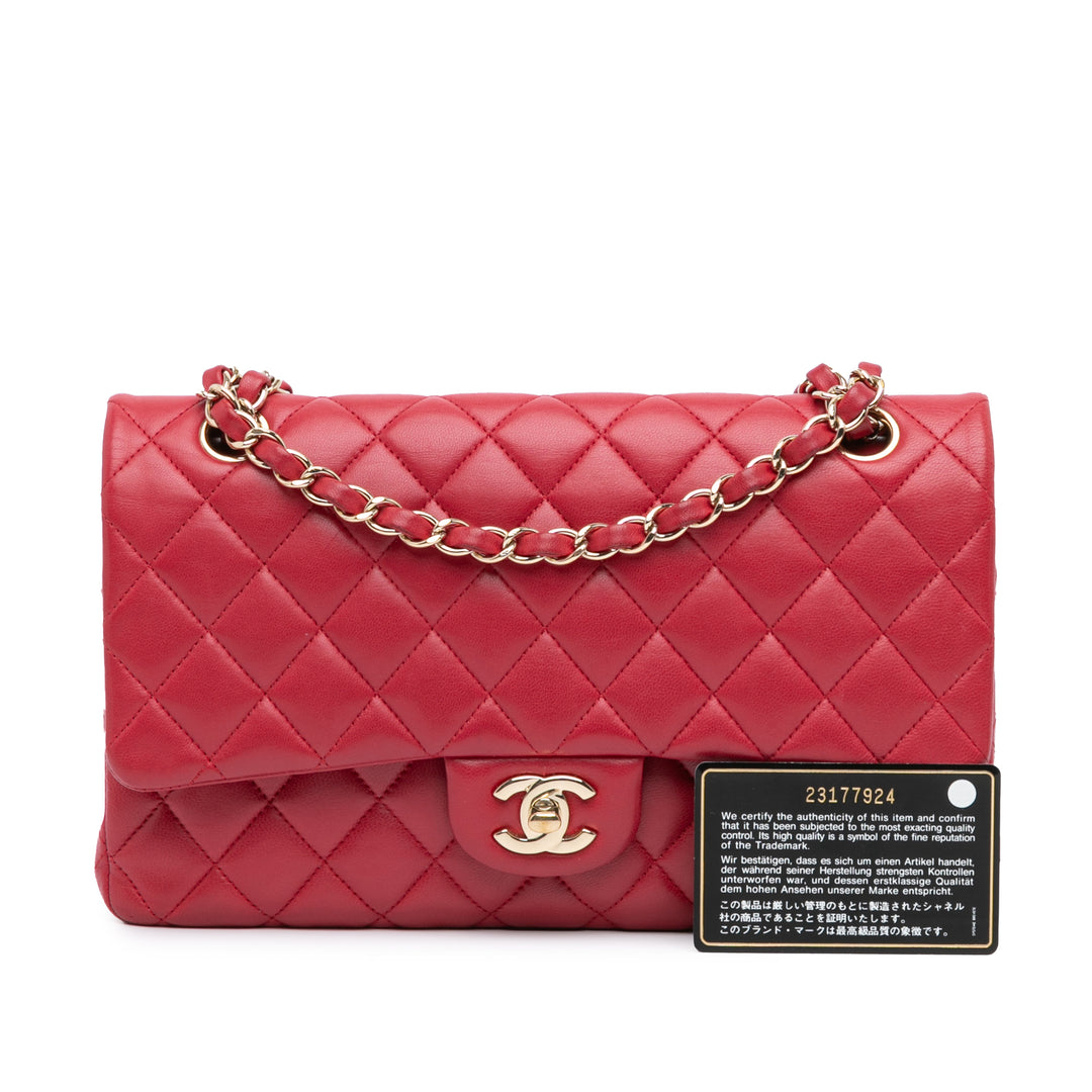 Medium Classic Lambskin Double Flap Pink - Gaby Paris