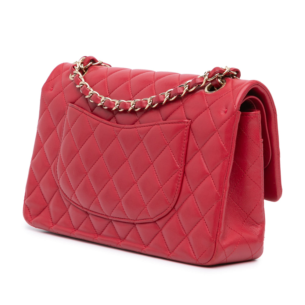 Medium Classic Lambskin Double Flap Pink - Gaby Paris