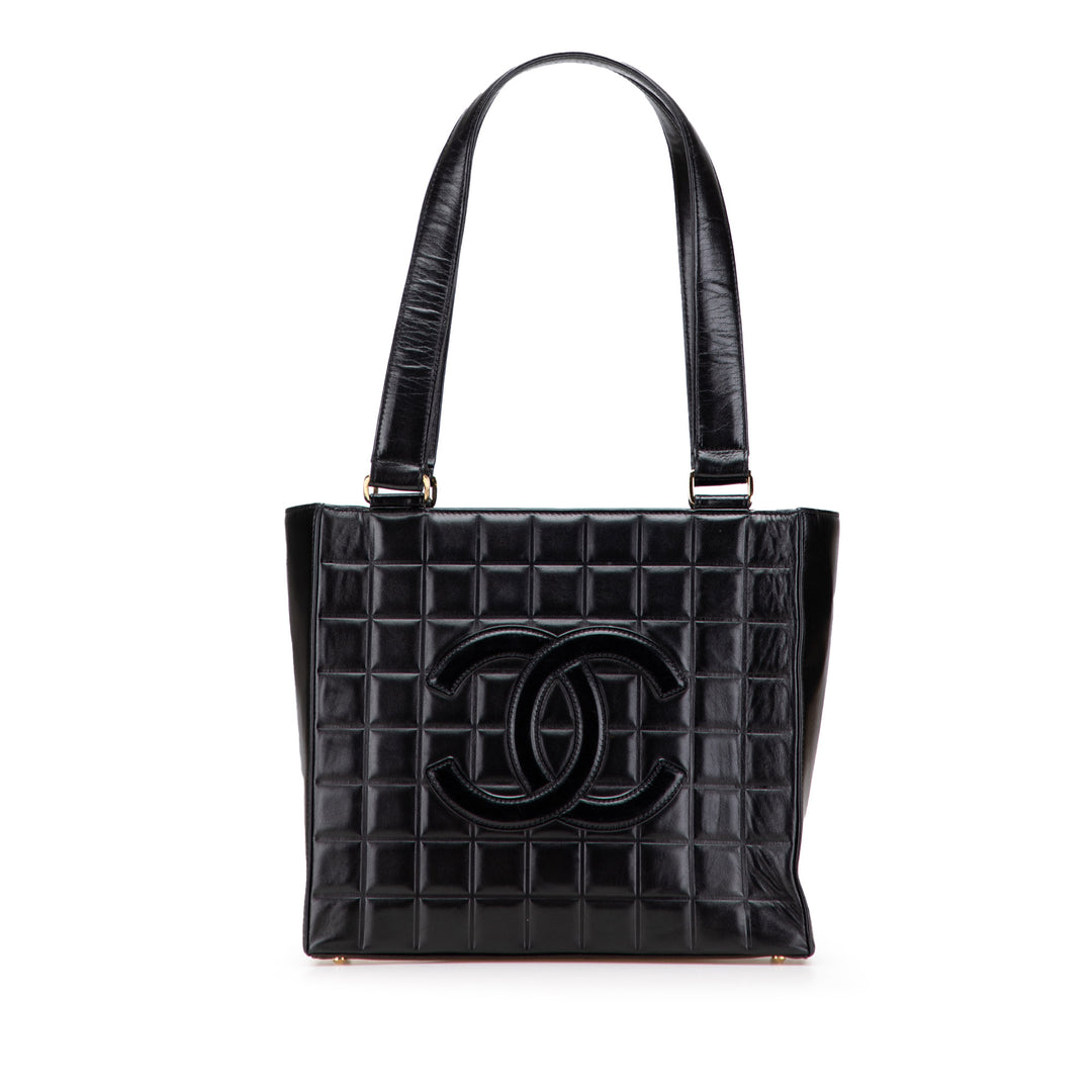 CC Chocolate Bar Lambskin Tote Black - Gaby Paris