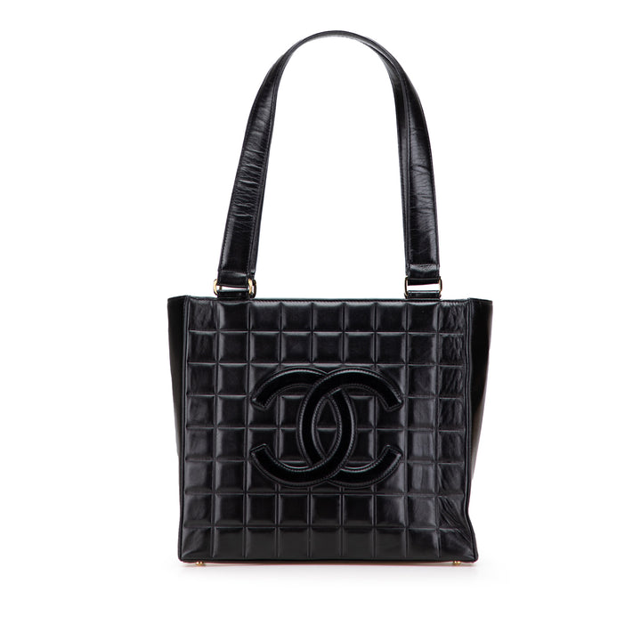 CC Chocolate Bar Lambskin Tote Black - Gaby Paris