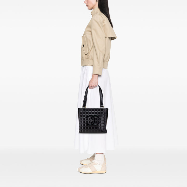 CC Chocolate Bar Lambskin Tote Black - Gaby Paris