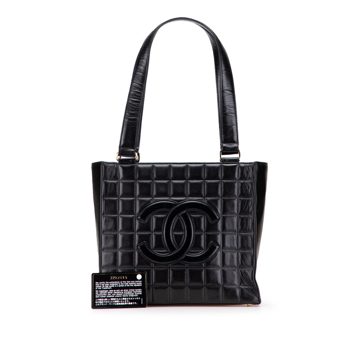 CC Chocolate Bar Lambskin Tote Black - Gaby Paris