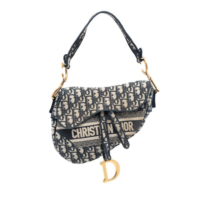 Dior Oblique brodé Toile Saddle Sac