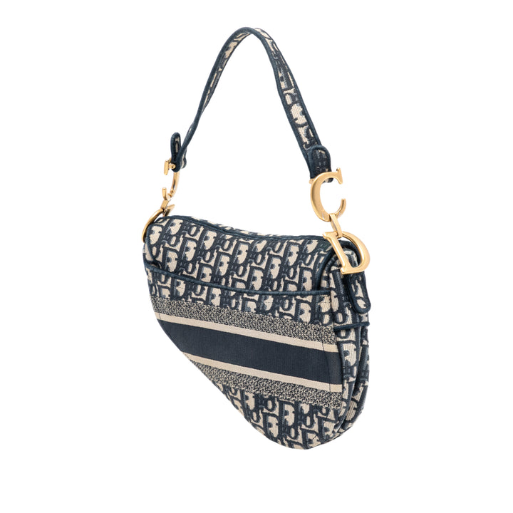 Dior Oblique brodé Toile Saddle Sac