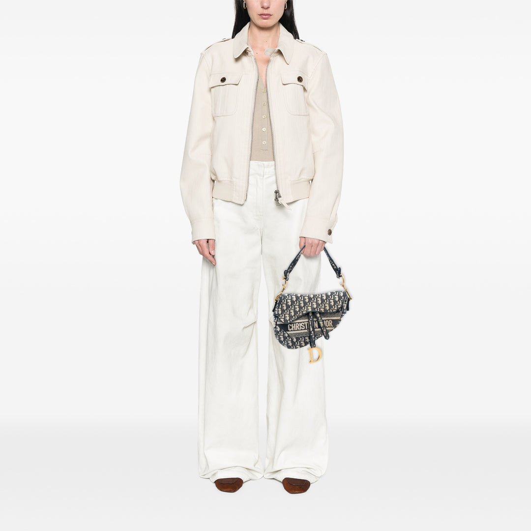 Dior Oblique brodé Toile Saddle Sac
