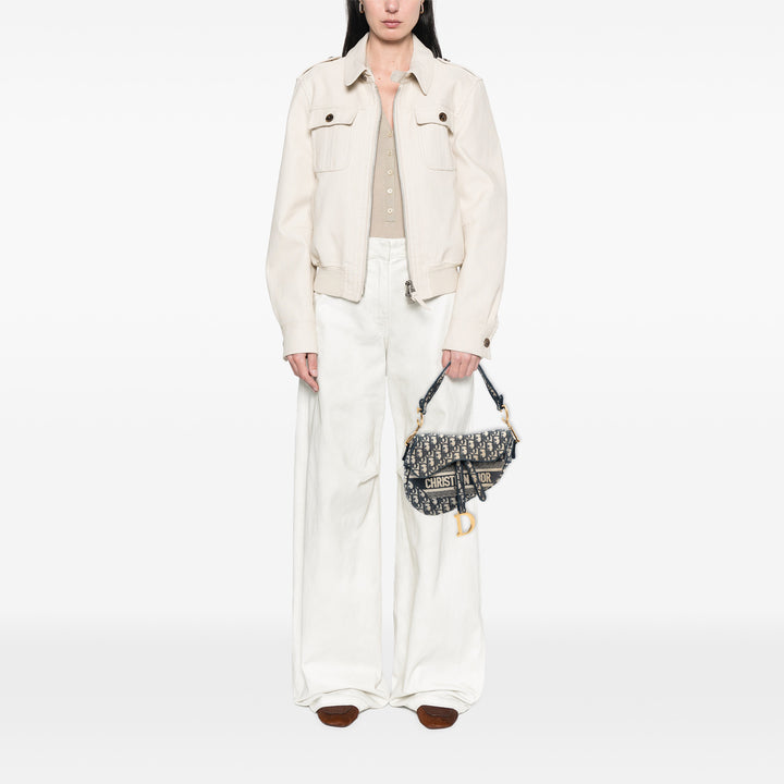 Dior Oblique brodé Toile Saddle Sac