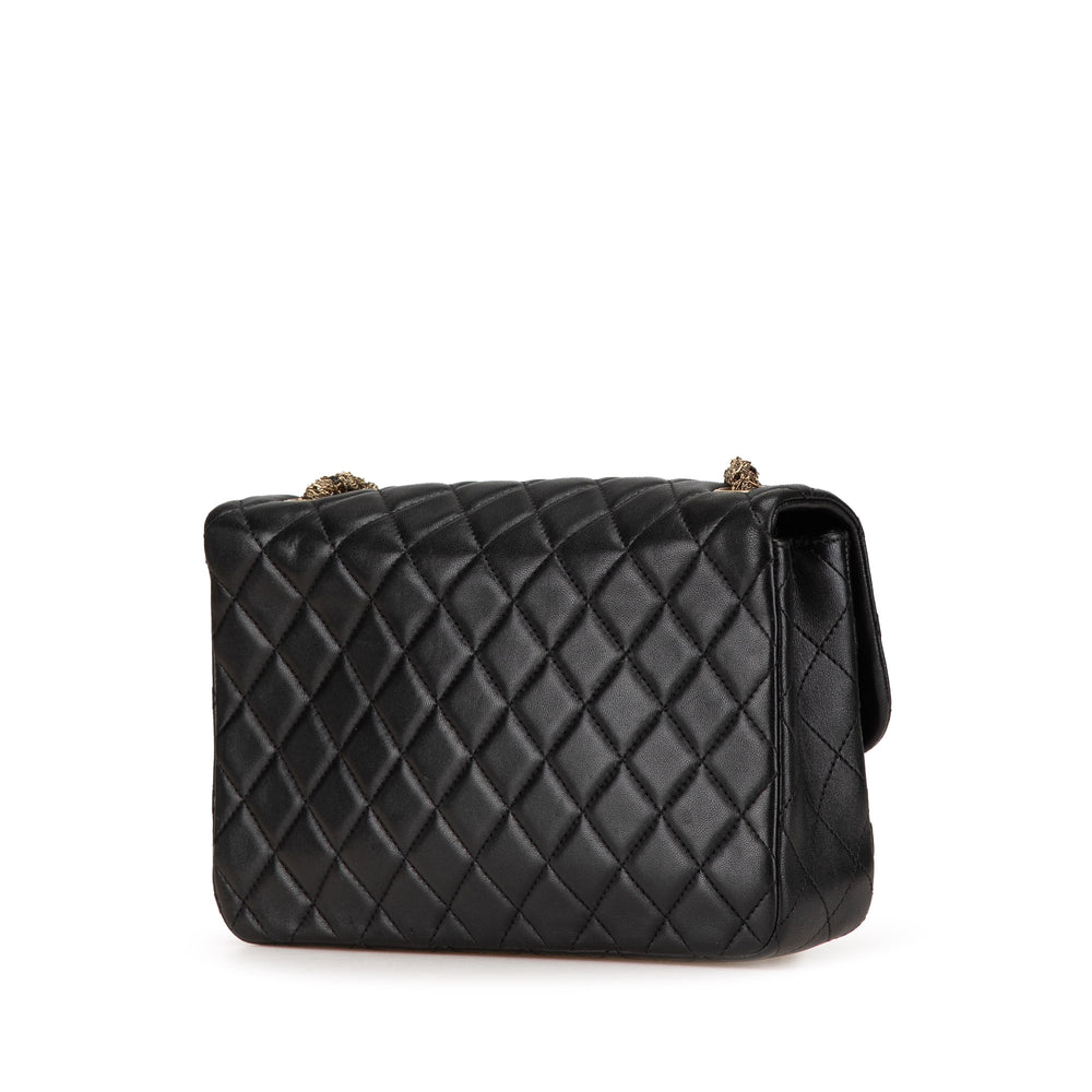 Medium Quilted Lambskin Westminster Pearl Flap Black - Gaby Paris