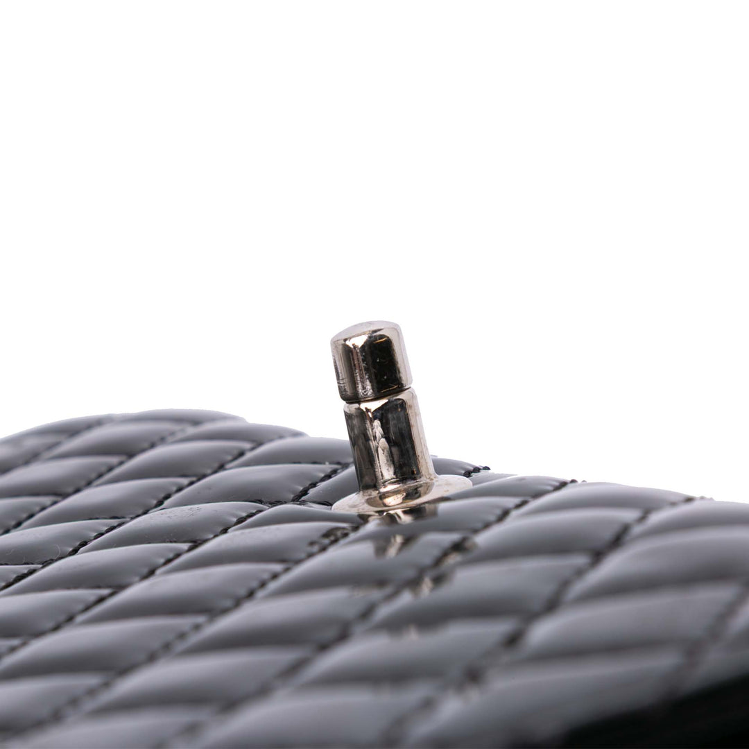 Quilted Patent East West Wallet On Chain Black - Gaby Paris