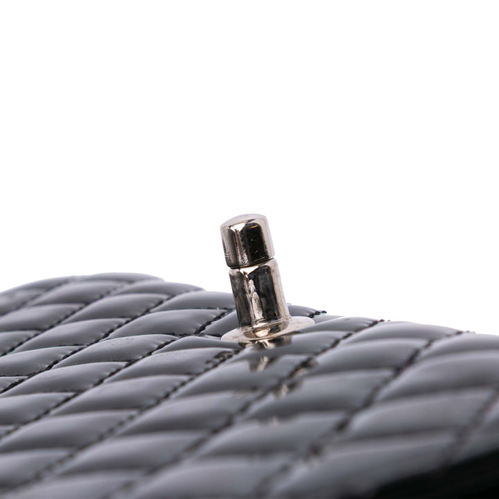 Quilted Patent East West Wallet On Chain Black - Gaby Paris