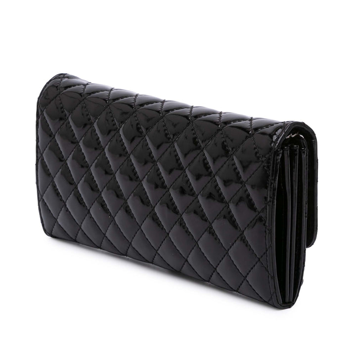 Quilted Patent East West Wallet On Chain Black - Gaby Paris