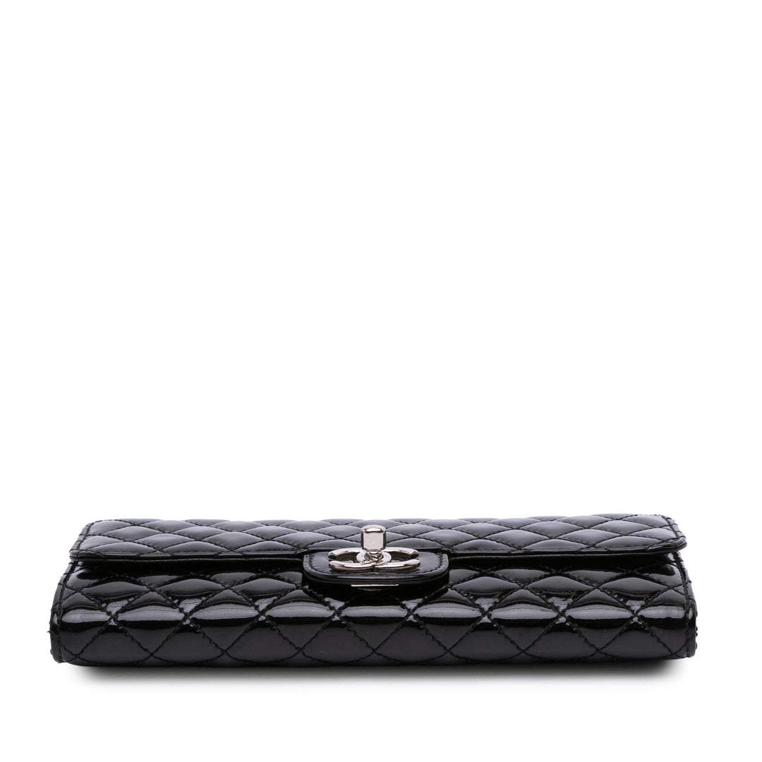 Quilted Patent East West Wallet On Chain Black - Gaby Paris