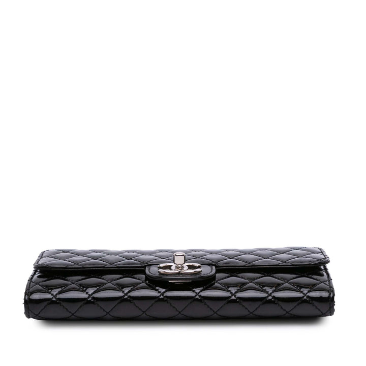 Quilted Patent East West Wallet On Chain Black - Gaby Paris