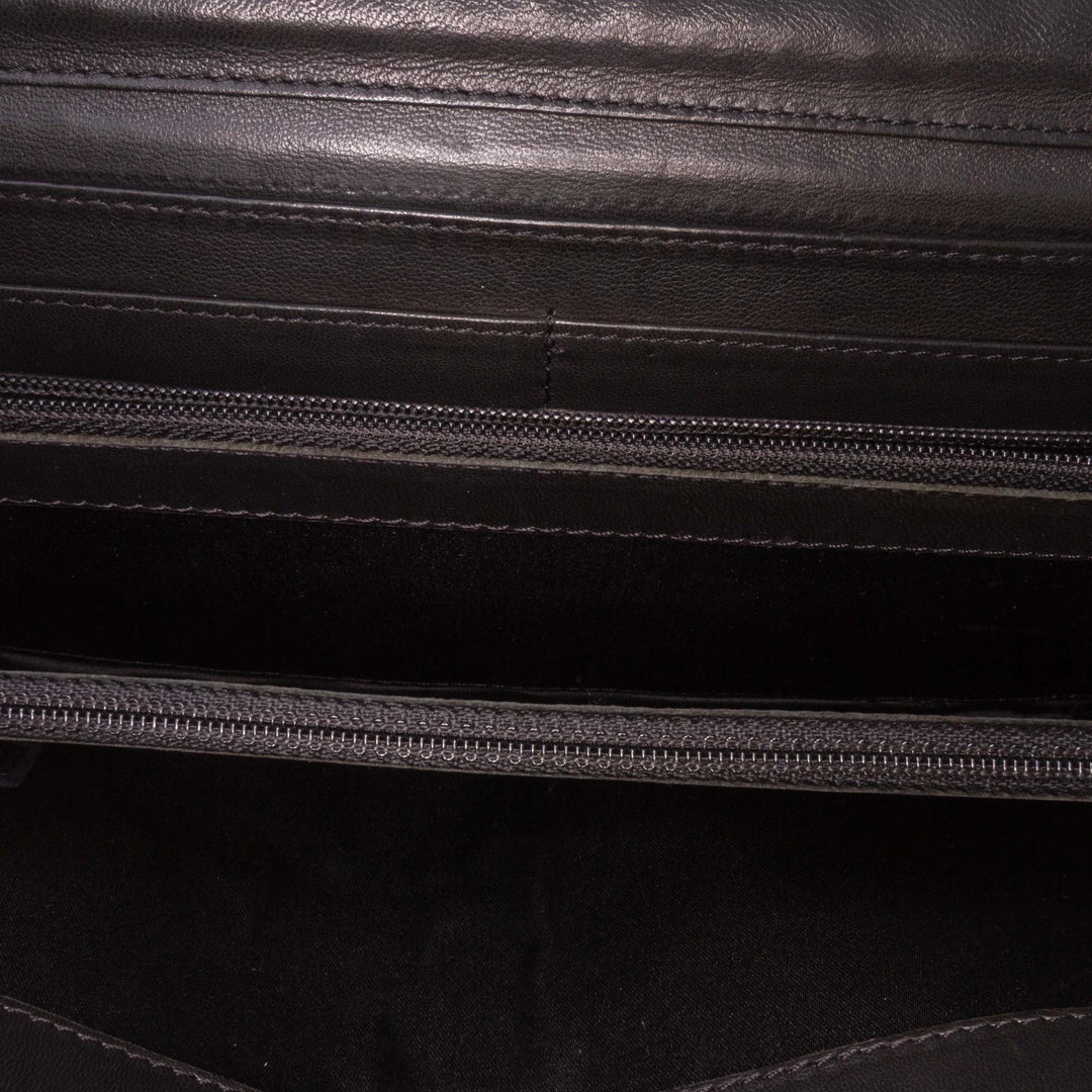 Quilted Patent East West Wallet On Chain Black - Gaby Paris