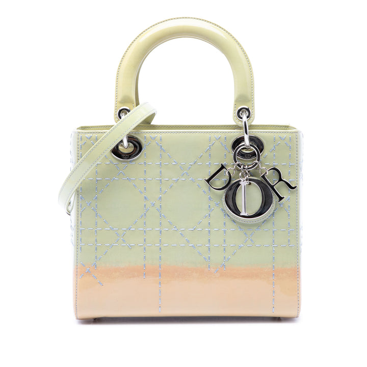 Dior Medium Ombre Cuir verni Cannage Lady Dior