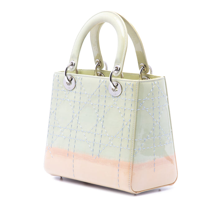 Dior Medium Ombre Cuir verni Cannage Lady Dior