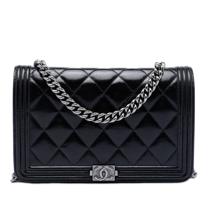 Chanel Matelassé brillant vieilli Cuir de veau Boy Wallet on Chain