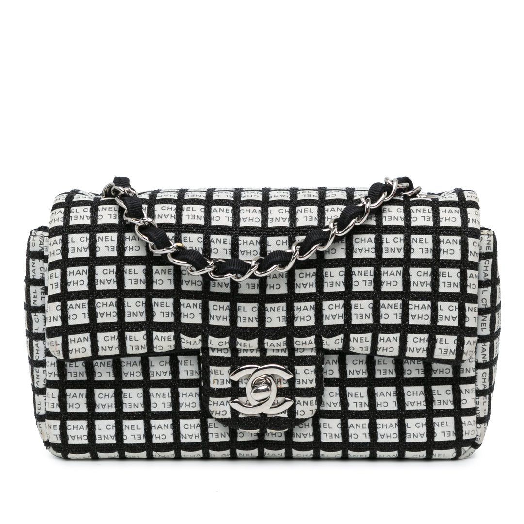 Mini Rectangular Classic Ribbon Tweed Double Flap White - Gaby Paris