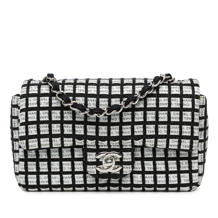 Mini Rectangular Classic Ribbon Tweed Double Flap White - Gaby Paris