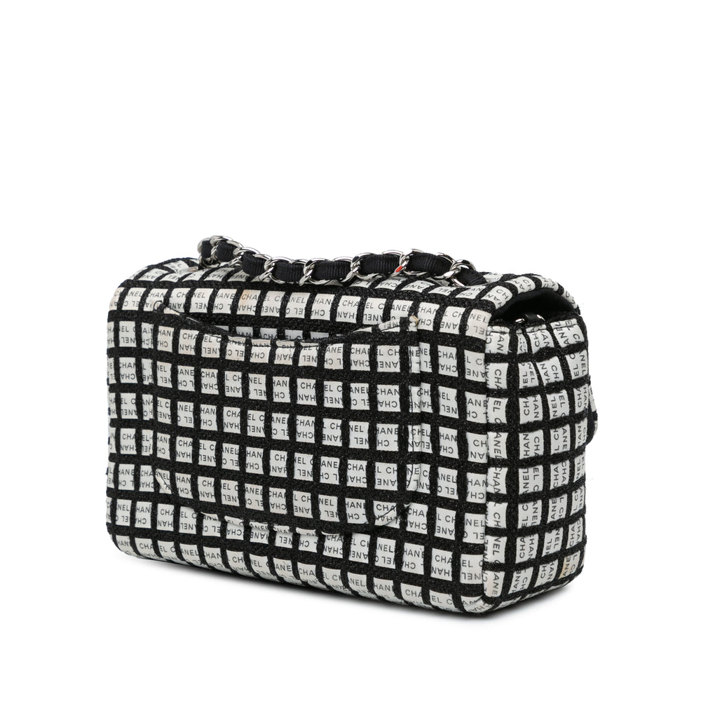 Mini Rectangular Classic Ribbon Tweed Double Flap White - Gaby Paris