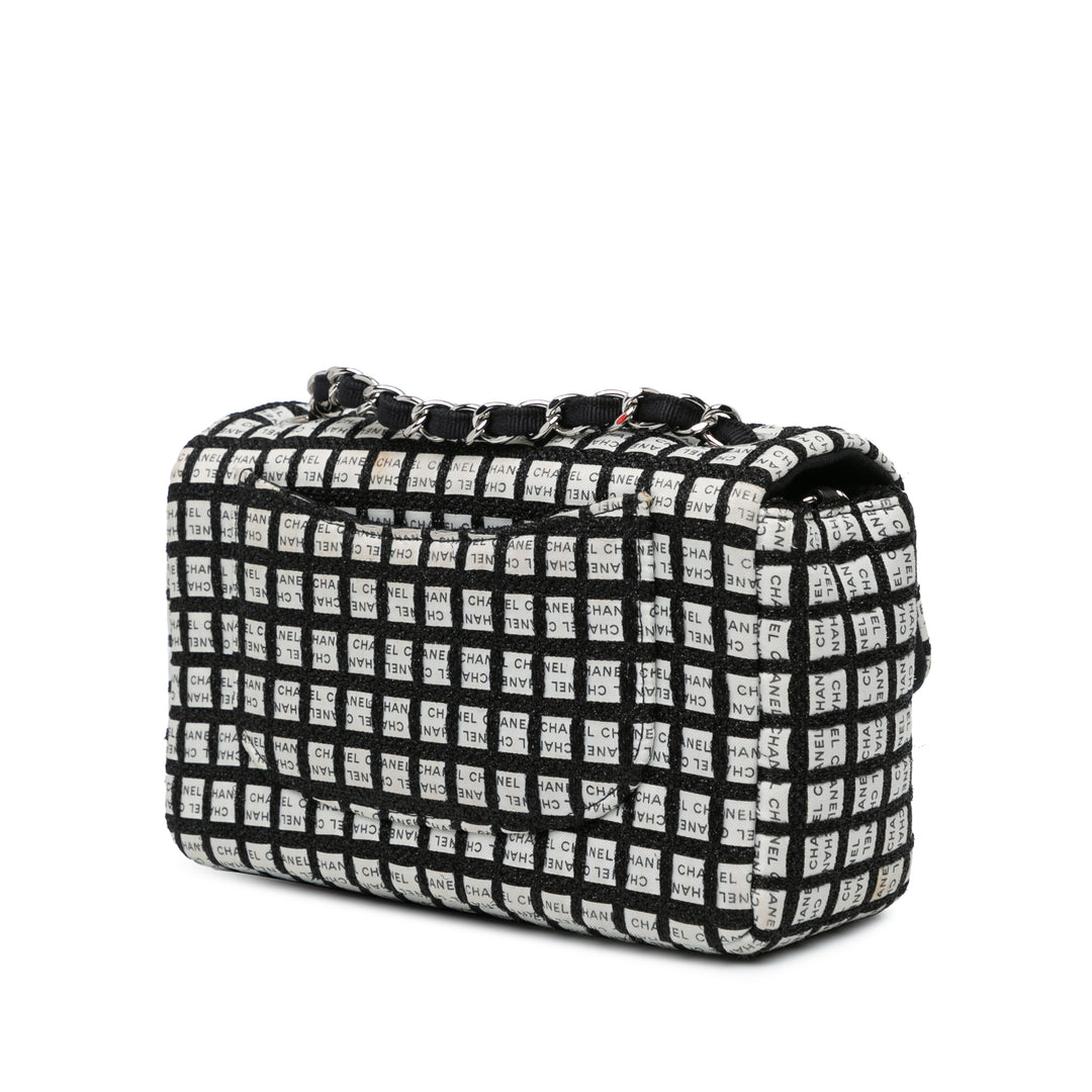 Mini Rectangular Classic Ribbon Tweed Double Flap White - Gaby Paris