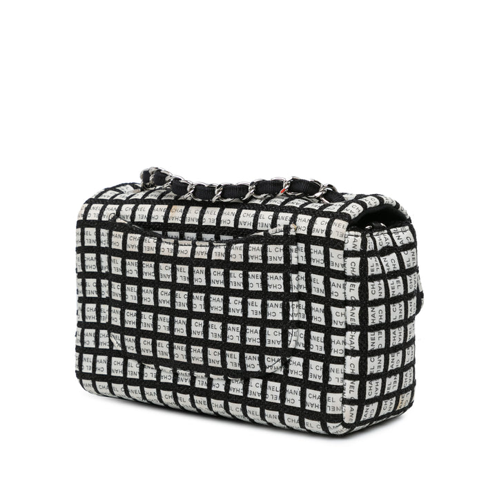 Mini Rectangular Classic Ribbon Tweed Double Flap White - Gaby Paris