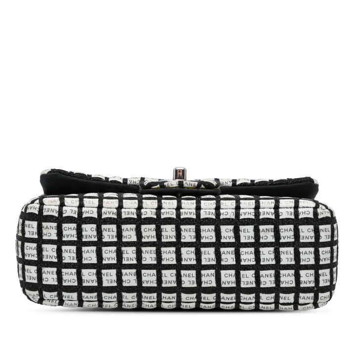 Mini Rectangular Classic Ribbon Tweed Double Flap White - Gaby Paris