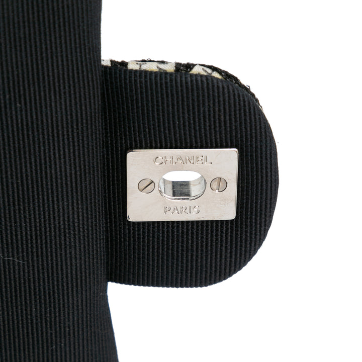 Mini Rectangular Classic Ribbon Tweed Double Flap White - Gaby Paris