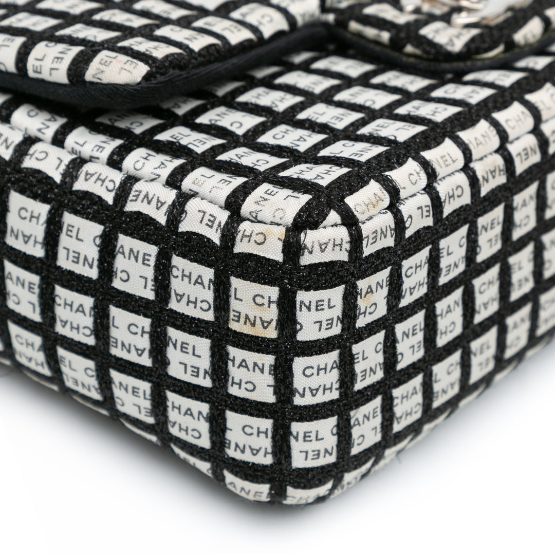 Mini Rectangular Classic Ribbon Tweed Double Flap White - Gaby Paris