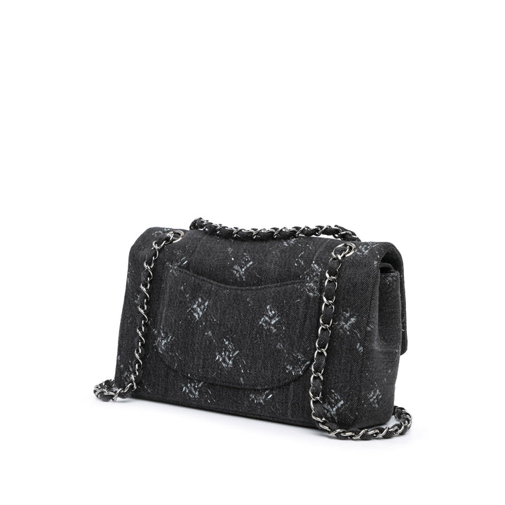 Medium Denim Double Flap Black - Gaby Paris