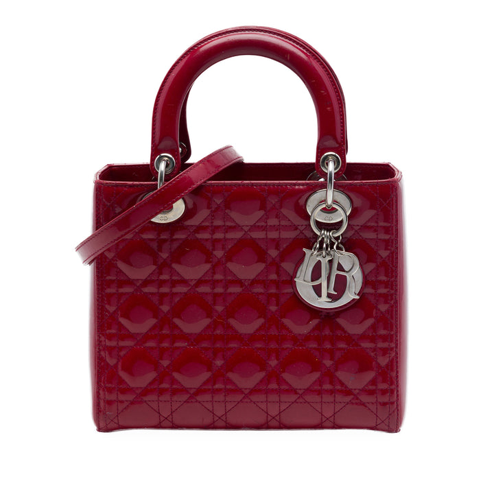Dior Sac à main Lady Dior Cannage Moyen Rouge – vue principale – GABY PARIS